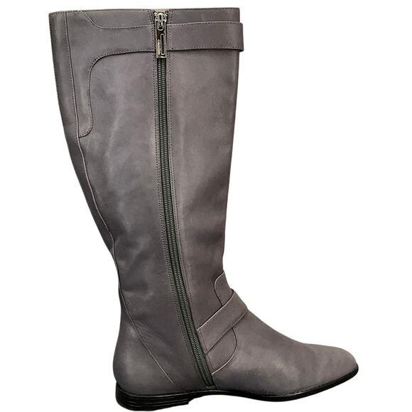 Calvin Klein Tracie Double Strap Silver Buckle Gray Tall Riding Boots Women 7.5 - Picture 6 of 11